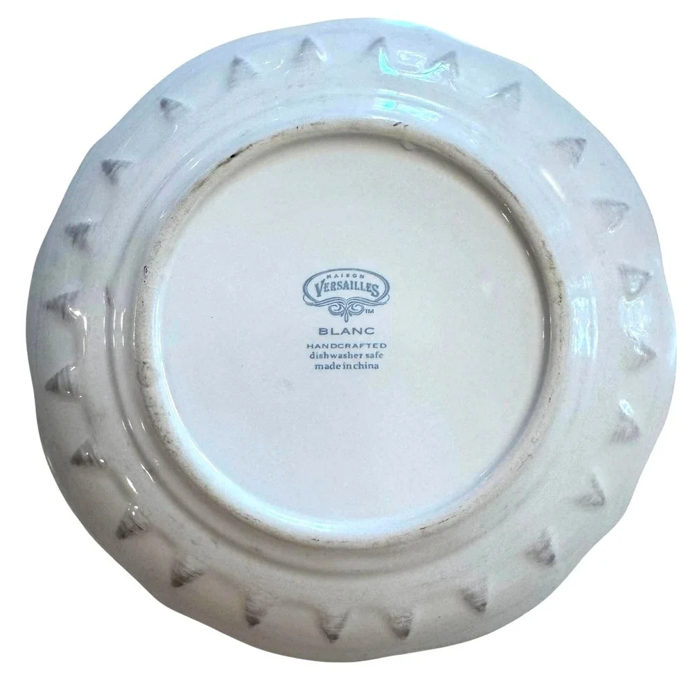 Maison Versailles Blanc White Embossed Scalloped Salad Plates Set of 2 Amelie